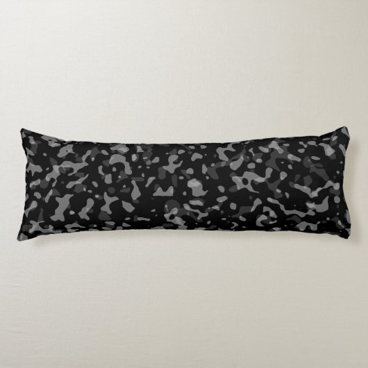 Coussins Longs Motif branché de camouflage noir et gris (Devant)