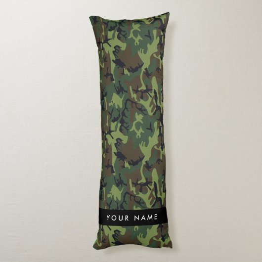 Coussins Longs Motif Camouflage Vert, Votre nom, Personnaliser (Dos (Vertical))