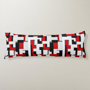 Coussins Longs Motif carré rouge et noir