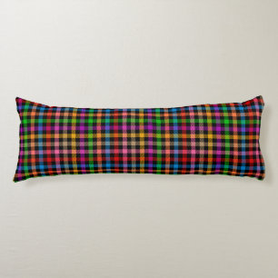 Coussins Longs Motif carreaux gingham arc-en-ciel coloré - Noir