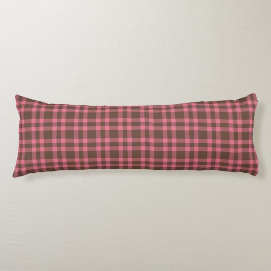 Coussins Longs Motif carreaux rose marron (Devant)