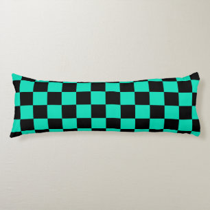 Coussins Longs Motif chèque À damiers noir vert