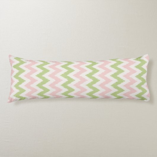 Coussins Longs Motif chevron géométrique rose et vert chic (Devant)
