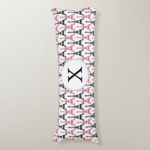 Coussins Longs Motif chic rose de Tour Eiffel de monogramme