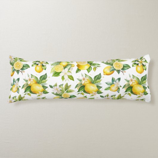 Coussins Longs Motif citron, Fleurs de citron, Feuilles, Citrus (Devant)