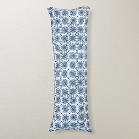 Coussins Longs Motif classique en carreaux bleus | Style Boho (Devant (Vertical))