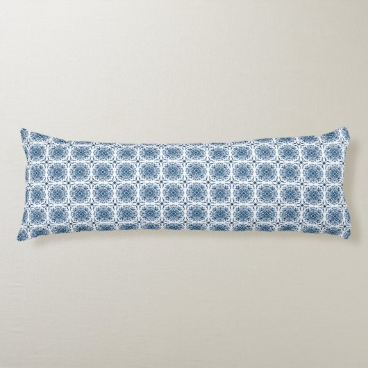Coussins Longs Motif classique en carreaux bleus | Style Boho (Devant)