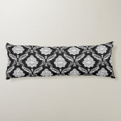 Coussins Longs Motif Damassé Rococo Blanc sur Noir (Dos)