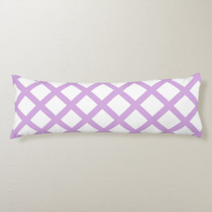 Coussins Longs Motif Damier Rayures Diamant Blanc Violet