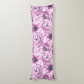 Coussins Longs Motif d'aquarelle des fleurs d'anémone (Dos (Vertical))