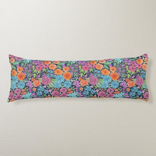 Coussins Longs Motif d'aquarelle florale (Devant)
