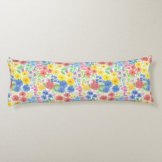 Coussins Longs Motif d'aquarelle florale (Dos)