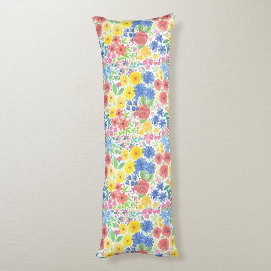 Coussins Longs Motif d'aquarelle florale (Dos (Vertical))