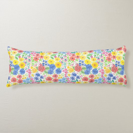 Coussins Longs Motif d'aquarelle florale (Devant)