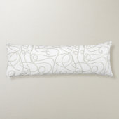Coussins Longs Motif d'art Doodline | Beige/gris chaud sur blanc (Dos)