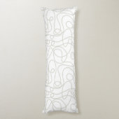 Coussins Longs Motif d'art Doodline | Beige/gris chaud sur blanc (Dos (Vertical))