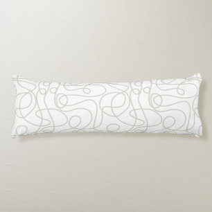 Coussins Longs Motif d'art Doodline   Beige/gris chaud sur blanc