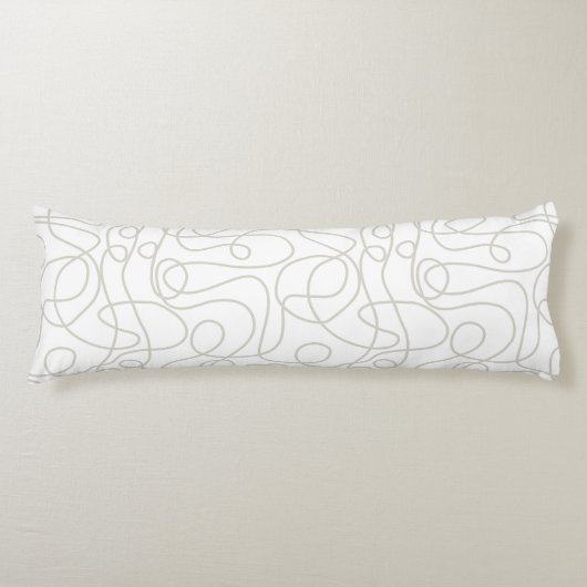 Coussins Longs Motif d'art Doodline | Beige/gris chaud sur blanc (Devant)