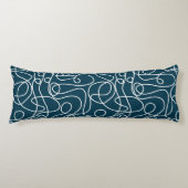 Coussins Longs Motif d'art Doodline | Blanc sur bleu foncé vert (Devant)