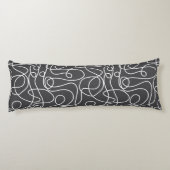 Coussins Longs Motif d'art Doodline | Blanc sur Graphite (Dos)