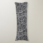 Coussins Longs Motif d'art Doodline | Blanc sur Graphite (Devant (Vertical))