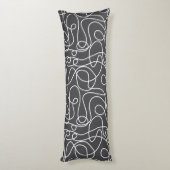Coussins Longs Motif d'art Doodline | Blanc sur Graphite (Dos (Vertical))
