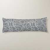 Coussins Longs Motif d'art Doodline | Blanc sur gris (Dos)