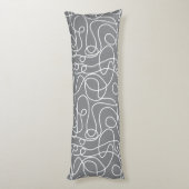 Coussins Longs Motif d'art Doodline | Blanc sur gris (Dos (Vertical))