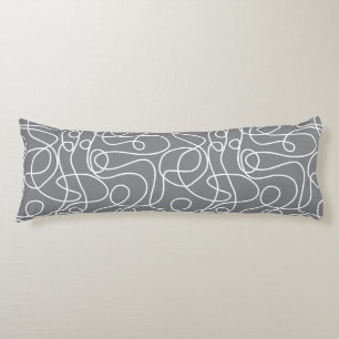 Coussins Longs Motif d'art Doodline   Blanc sur gris
