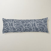 Coussins Longs Motif d'art Doodline | Blanc sur gris bleu (Dos)