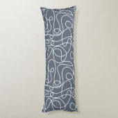 Coussins Longs Motif d'art Doodline | Blanc sur gris bleu (Dos (Vertical))