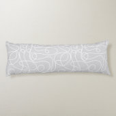 Coussins Longs Motif d'art Doodline | Blanc sur gris pâle (Dos)