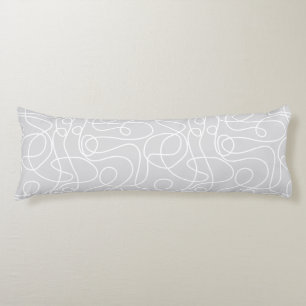 Coussins Longs Motif d'art Doodline Blanc sur gris pâle