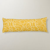 Coussins Longs Motif d'art Doodline | Blanc sur moutarde jaune (Dos)