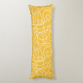 Coussins Longs Motif d'art Doodline | Blanc sur moutarde jaune (Dos (Vertical))