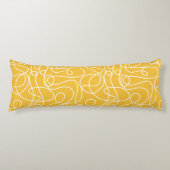 Coussins Longs Motif d'art Doodline | Blanc sur moutarde jaune (Devant)