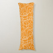 Coussins Longs Motif d'art Doodline | Blanc sur orange (Devant (Vertical))