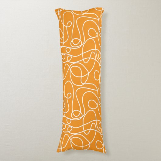 Coussins Longs Motif d'art Doodline | Blanc sur orange (Devant (Vertical))