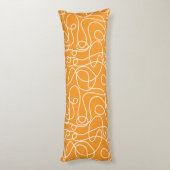 Coussins Longs Motif d'art Doodline | Blanc sur orange (Dos (Vertical))