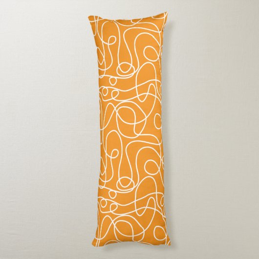 Coussins Longs Motif d'art Doodline | Blanc sur orange (Dos (Vertical))