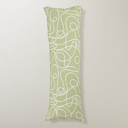Coussins Longs Motif d'art Doodline | Blanc sur Pale Pistachio (Devant (Vertical))