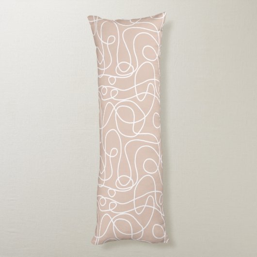 Coussins Longs Motif d'art Doodline | Blanc sur Terracotta souple (Dos (Vertical))