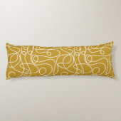 Coussins Longs Motif d'art Doodline | Blanc sur Vieux Or (Dos)