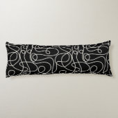 Coussins Longs Motif d'art Doodline | Crème sur noir (Dos)