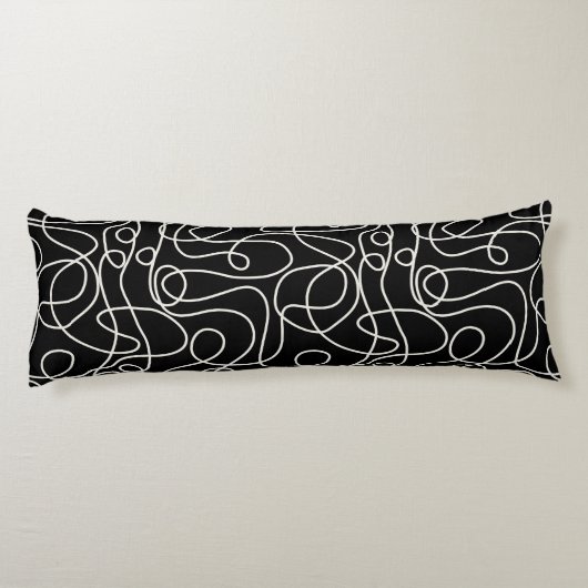 Coussins Longs Motif d'art Doodline | Crème sur noir (Dos)