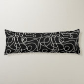 Coussins Longs Motif d'art Doodline | Crème sur noir (Devant)