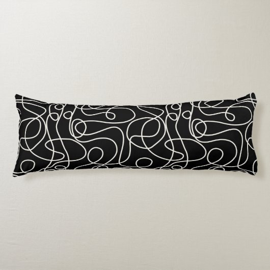 Coussins Longs Motif d'art Doodline | Crème sur noir (Devant)
