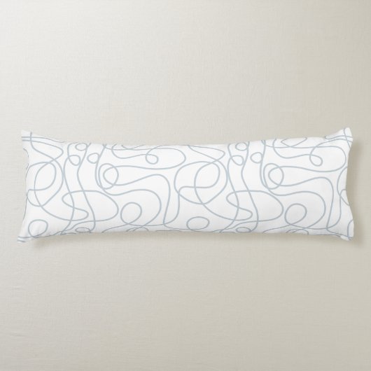 Coussins Longs Motif d'art Doodline | Dusty Blue sur blanc (Devant)