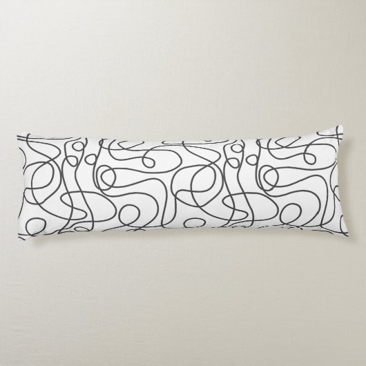 Coussins Longs Motif d'art Doodline | Graphite en blanc (Dos)