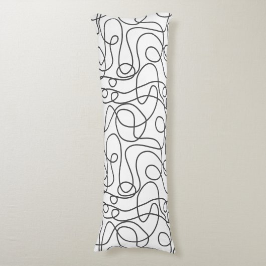 Coussins Longs Motif d'art Doodline | Graphite en blanc (Devant (Vertical))